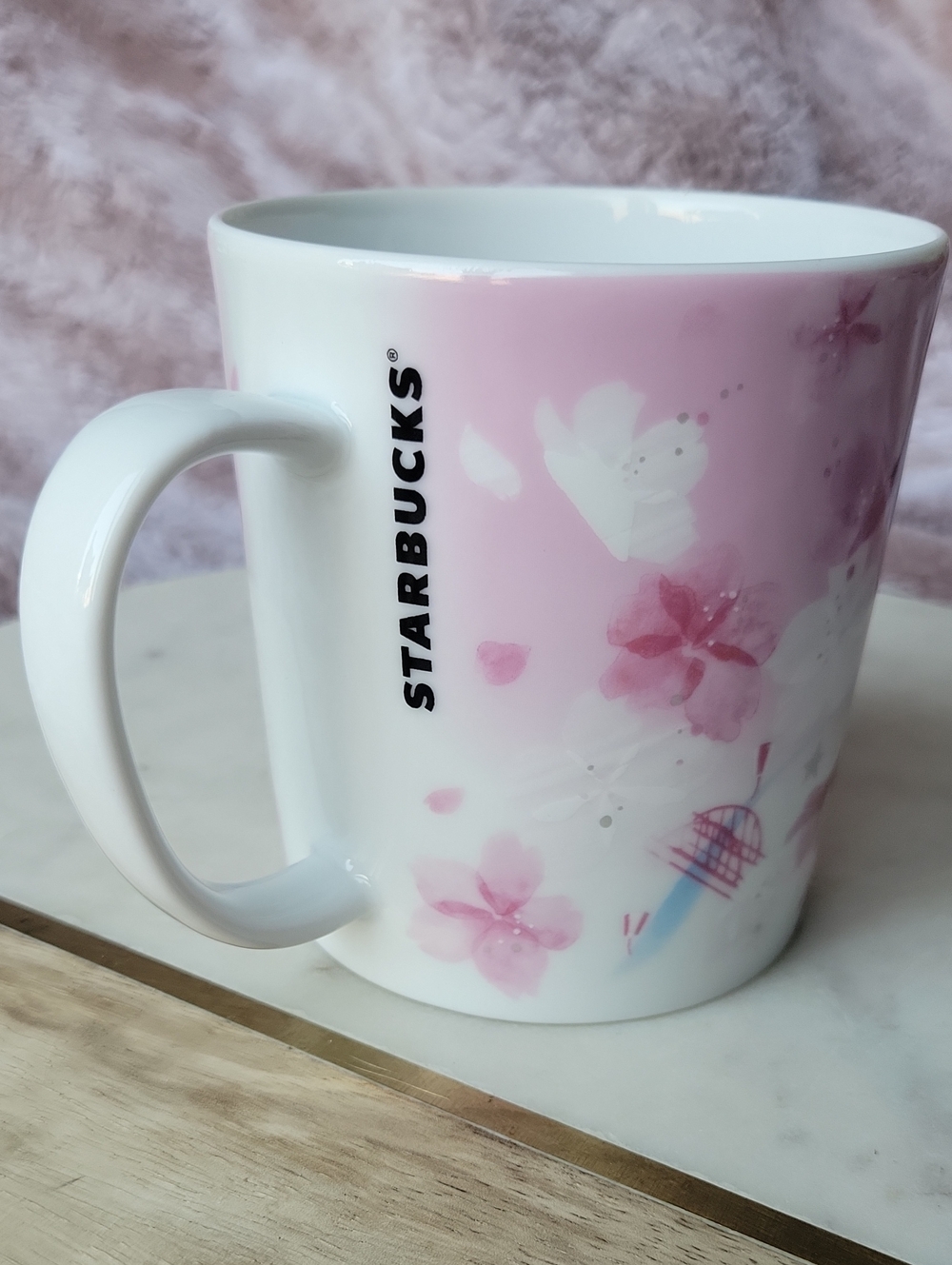 Starbucks Sakura 2019 Pink and White Cherry Blossom Ceramic Mug